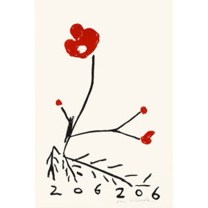 Lithographie originale d'Aki Kuroda. Red flower II. 75 exemplaires, signés, numérotés