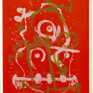 Lithographie originale de Joan Miró. Chevauchée rouge brun. 1969