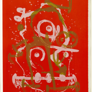 Lithographie originale de Joan Miró. Chevauchée rouge brun. 1969