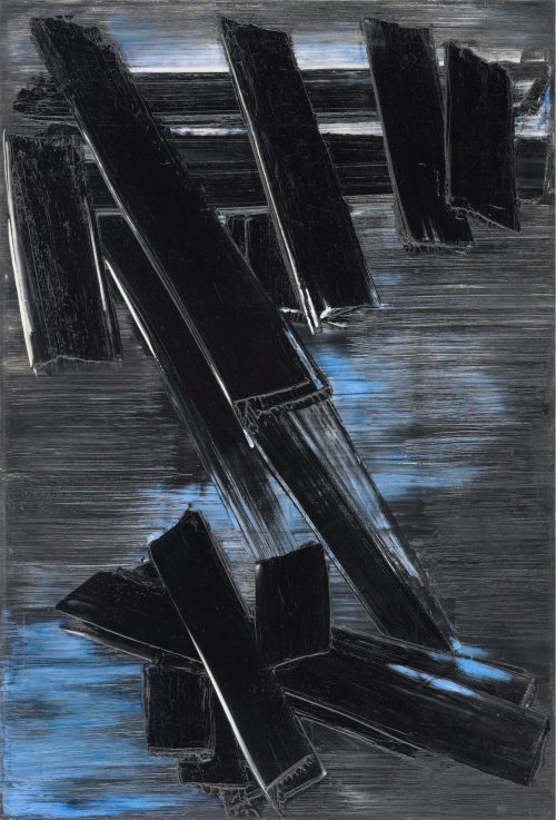 Pierre Soulages, Peinture, 24 août 1958. Huile sur toile, 130 x 89 cm. Photo : Sandra Pointet © Fondation Gandur pour l’Art, Genève. ADAGP Paris 2021.